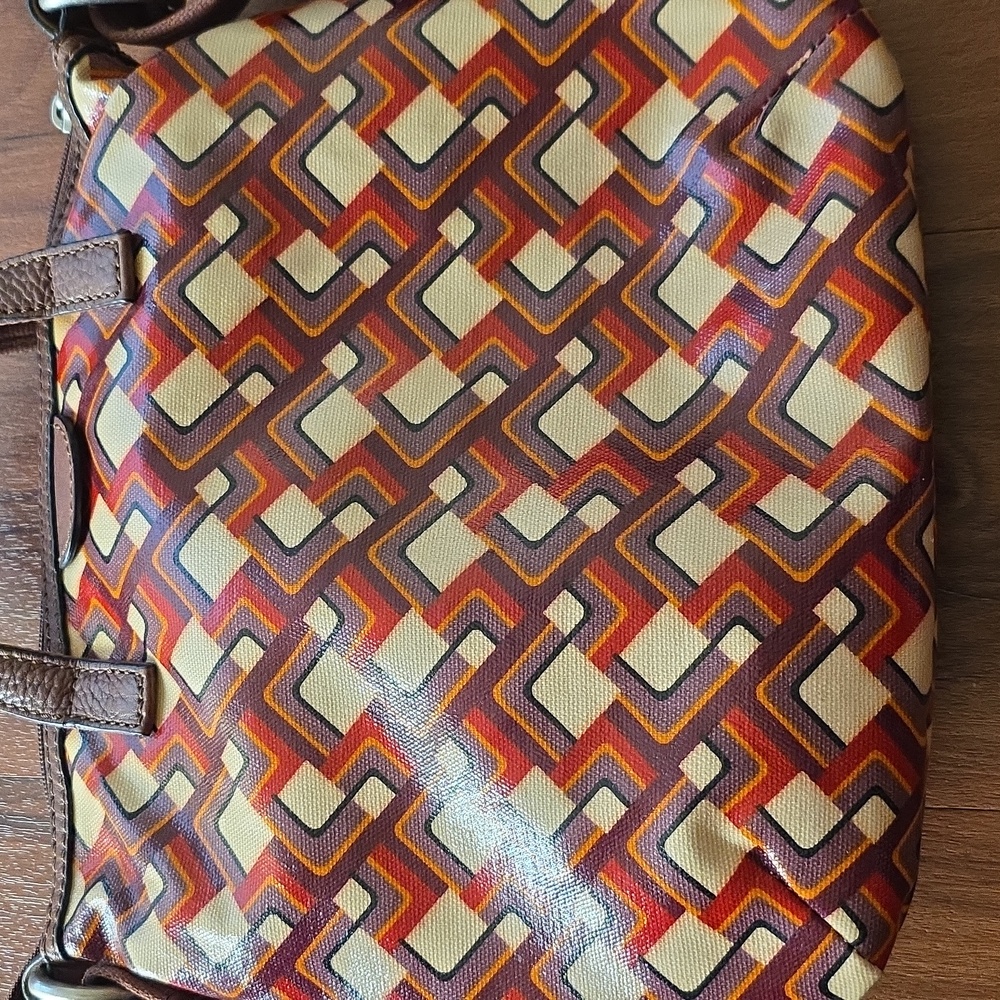 Fossil Key Per Retro Coated Canvas Crossbody Purse Boho - Picture 6 of 9